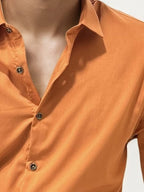 Orange Slim Fit Plain Shirt