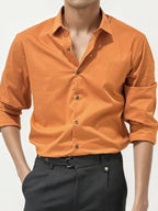 Orange Slim Fit Plain Shirt