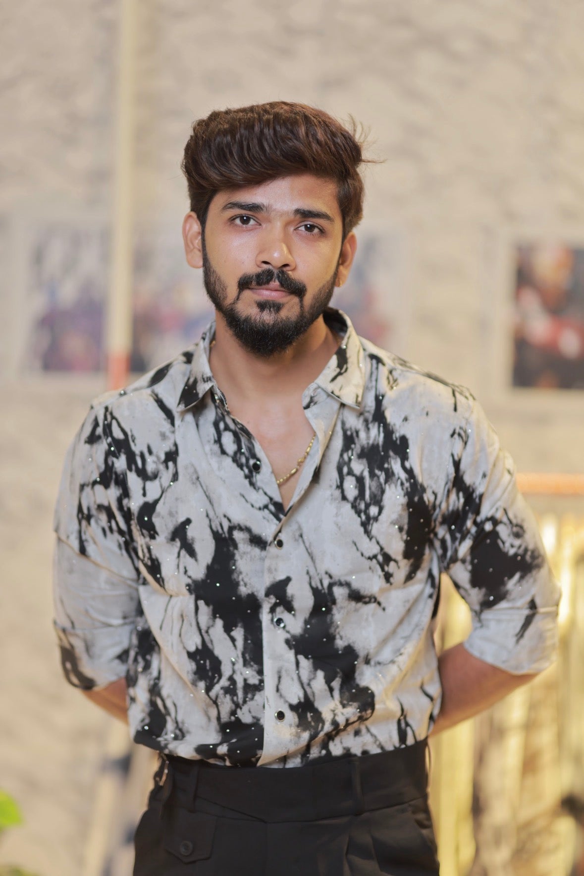 Imported Printed Stone Party Wear Shirt