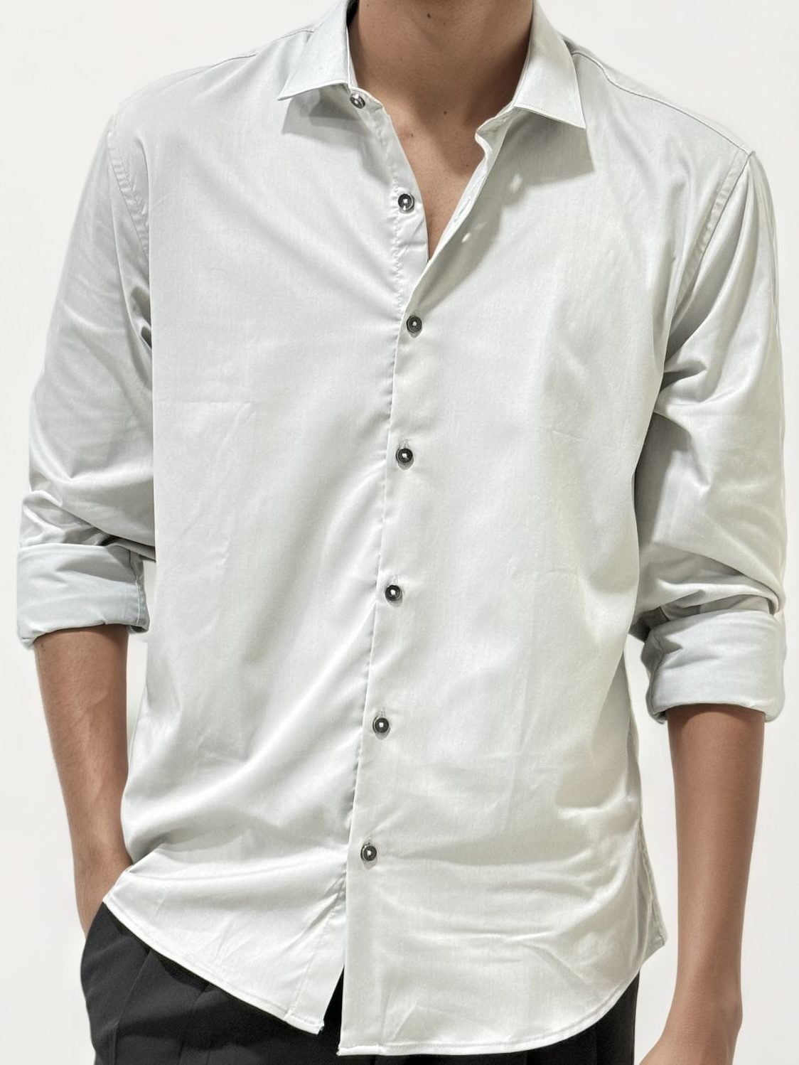 Soft Grey Slim Fit Plain Fit