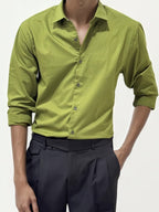 Lime Green Slim Fit Plain Shirt
