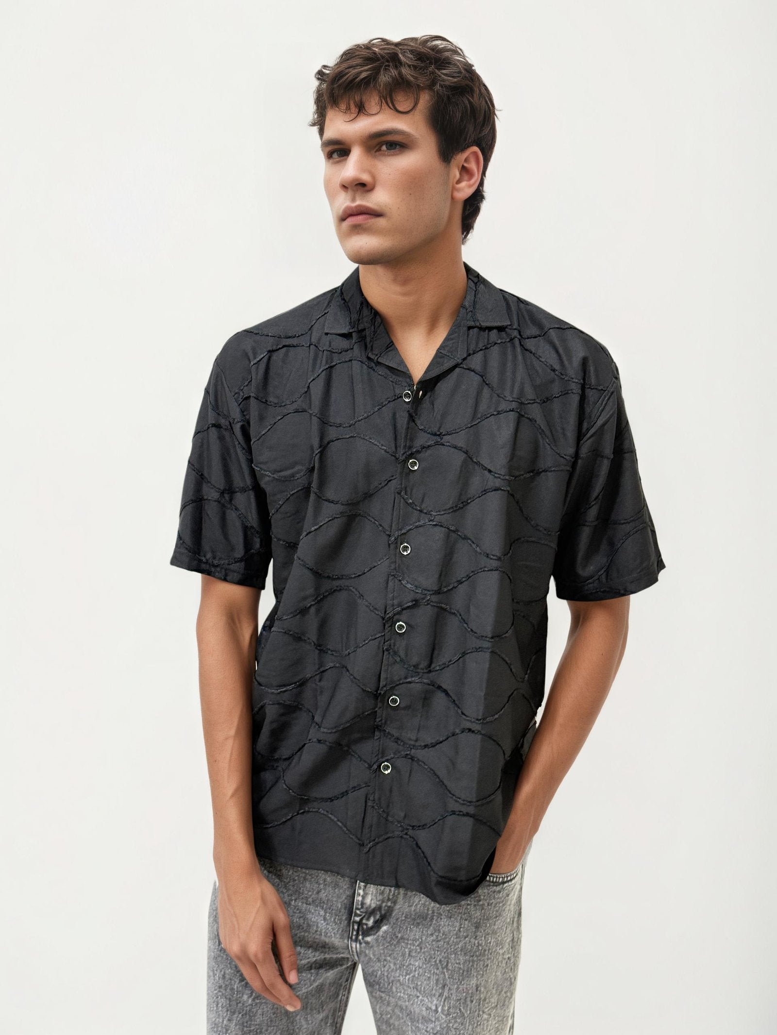 Self Texture Half Hand Shirt
