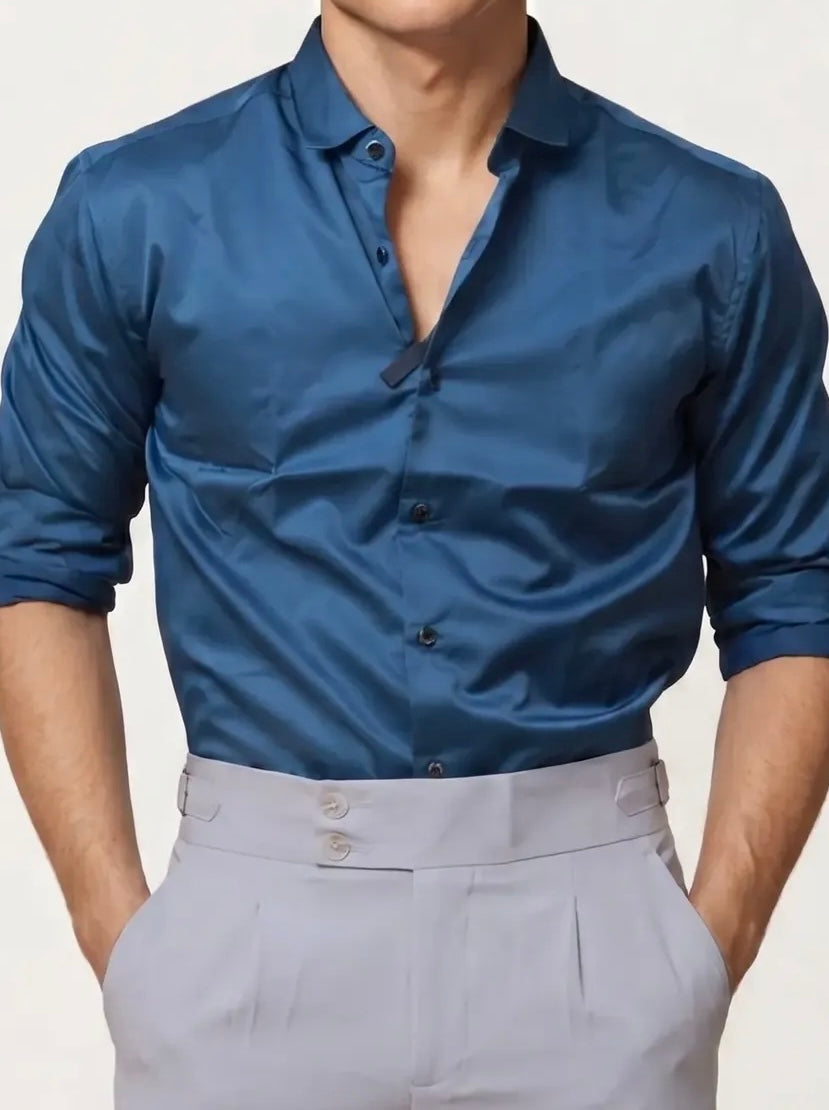 Navy-Blue Plain Formal Shirt