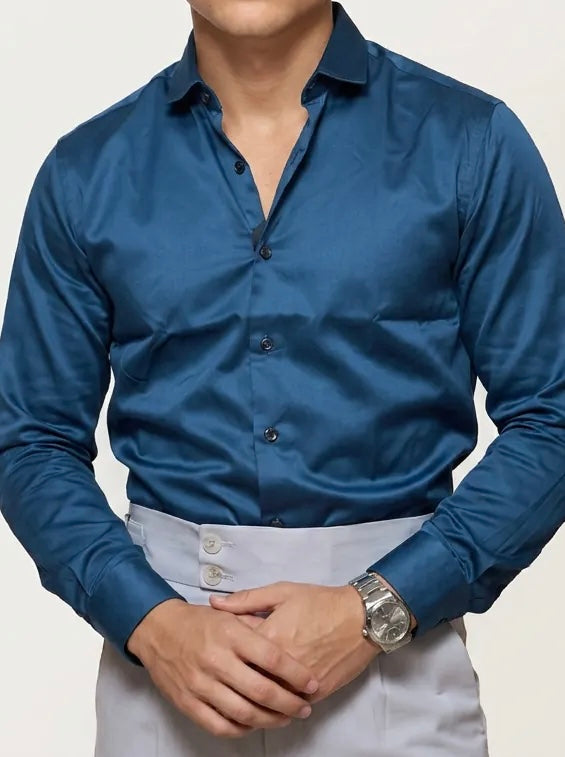 Navy-Blue Plain Formal Shirt