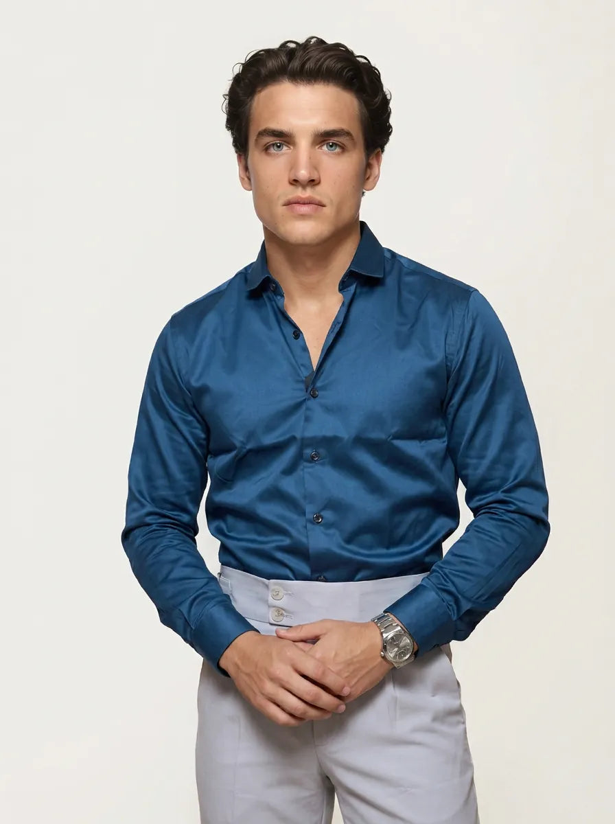 Navy-Blue Plain Formal Shirt