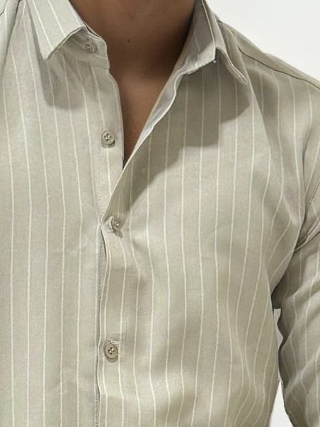 Beige Striped Slim Fit Shirt
