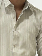 Beige Striped Slim Fit Shirt