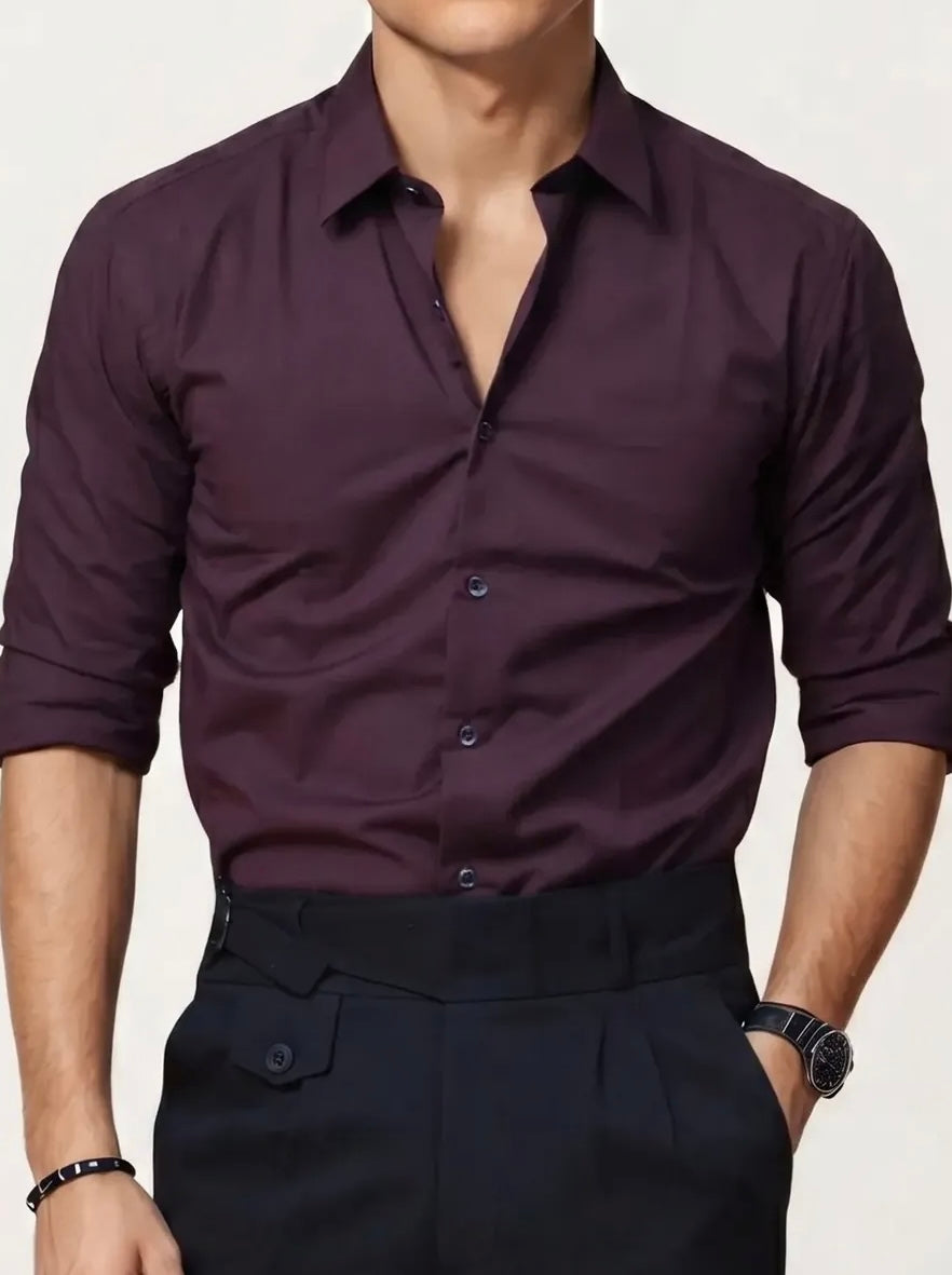 Wine Plain Formal Shirt