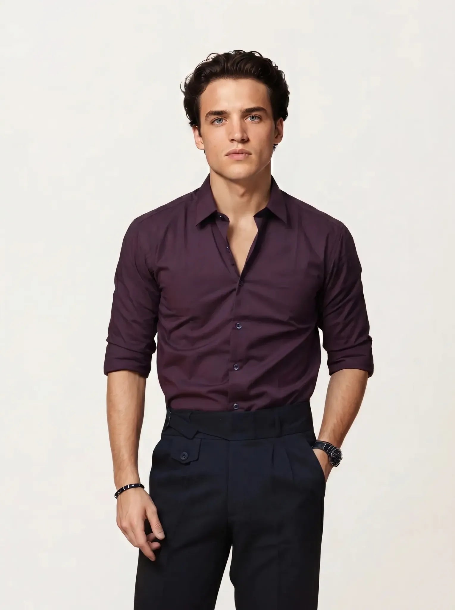 Wine Plain Formal Shirt