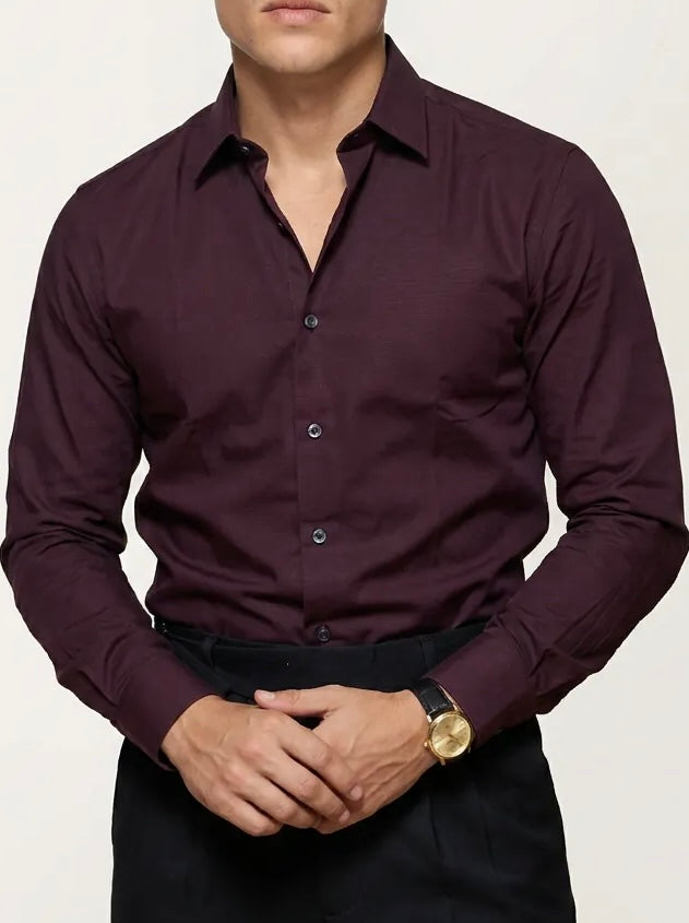 Wine Plain Formal Shirt