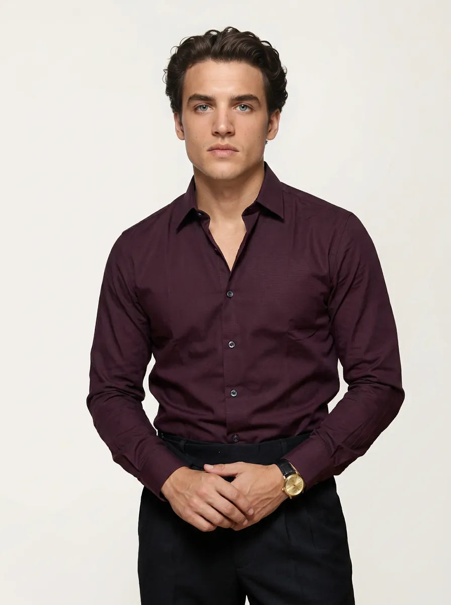 Wine Plain Formal Shirt