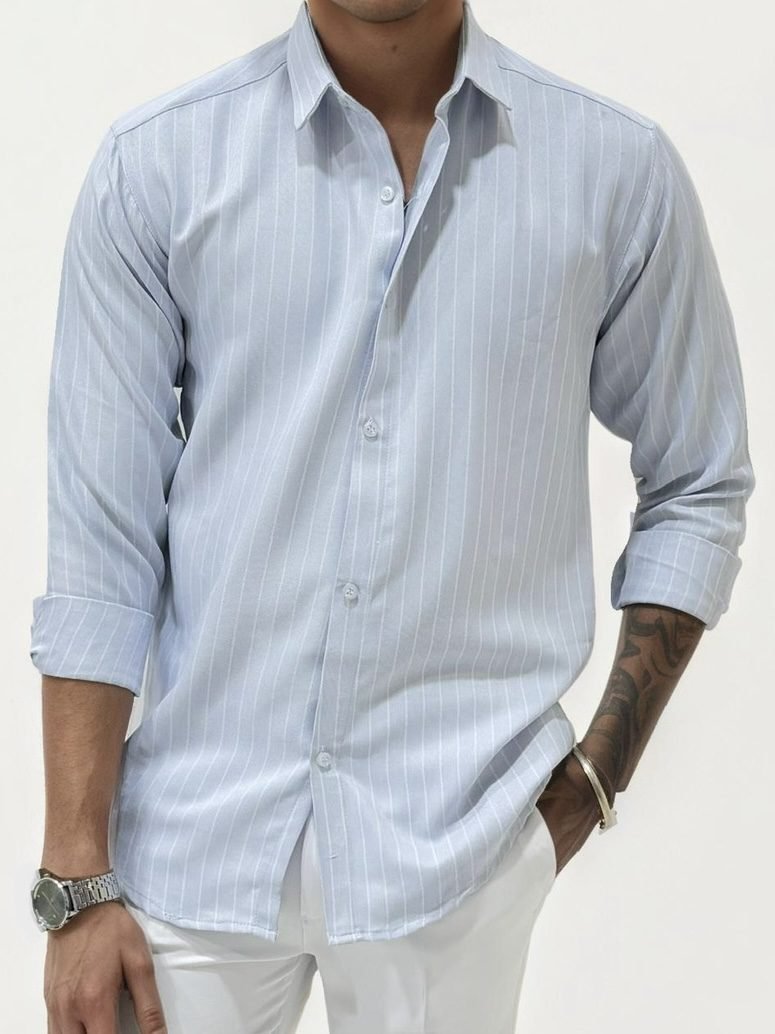 Light Blue Striped Slim Fit Shirt