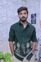 Green Embroidery Full-Hand Shirt