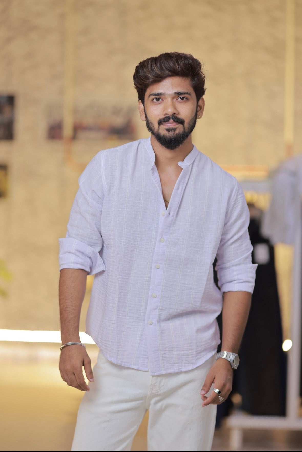 Baby-Purple Mandarin Collar Shirt