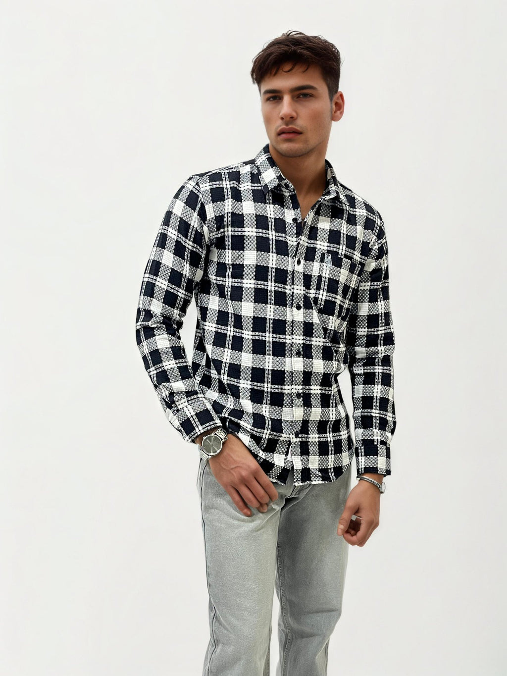 Black Checked Slim Fit Shirt