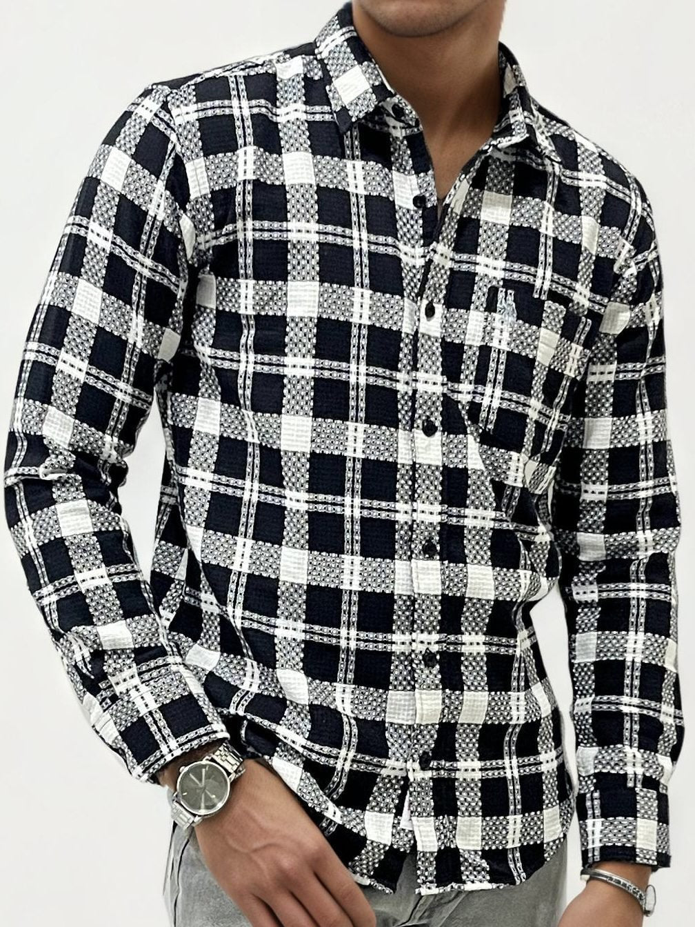 Black Checked Slim Fit Shirt