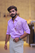 Baby-Pink Lion Stone Party-Wear Shirt