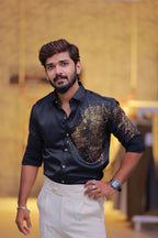 Black Lion Stone Party-Wear Shirt
