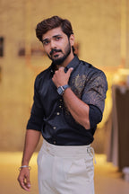 Black Lion Stone Party-Wear Shirt