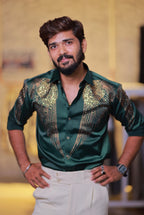 Green Wings Stone Party-Wear Shirt