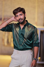Green Wings Stone Party-Wear Shirt