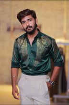 Green Wings Stone Party-Wear Shirt