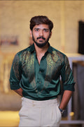 Green Wings Stone Party-Wear Shirt