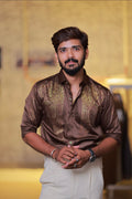 Brown Wings Stone Party-Wear Shirt