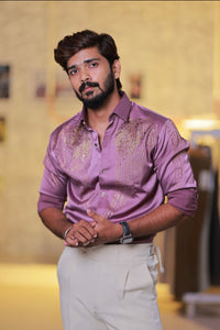 Pink Wings Stone Party-Wear Shirt