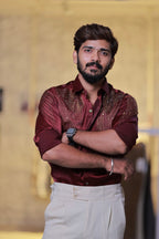 Wine Wings Stone Party-Wear Shirt