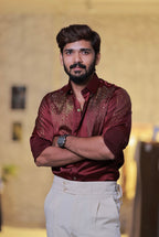 Wine Wings Stone Party-Wear Shirt