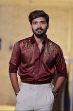 Wine Wings Stone Party-Wear Shirt