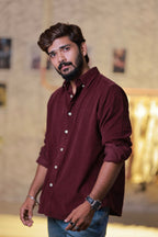 Wine Baby-Corduroy Full-Hand Shirt