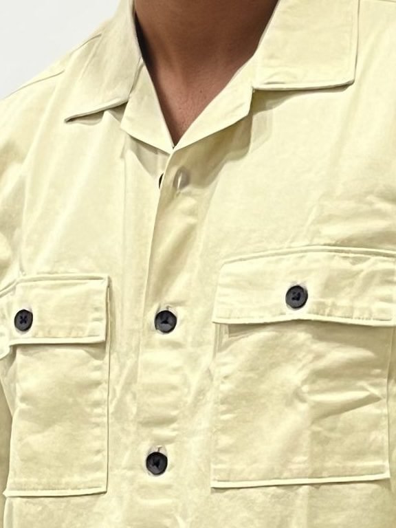 Beige Double Pocket Plain Shirt