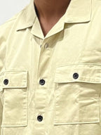 Beige Double Pocket Plain Shirt