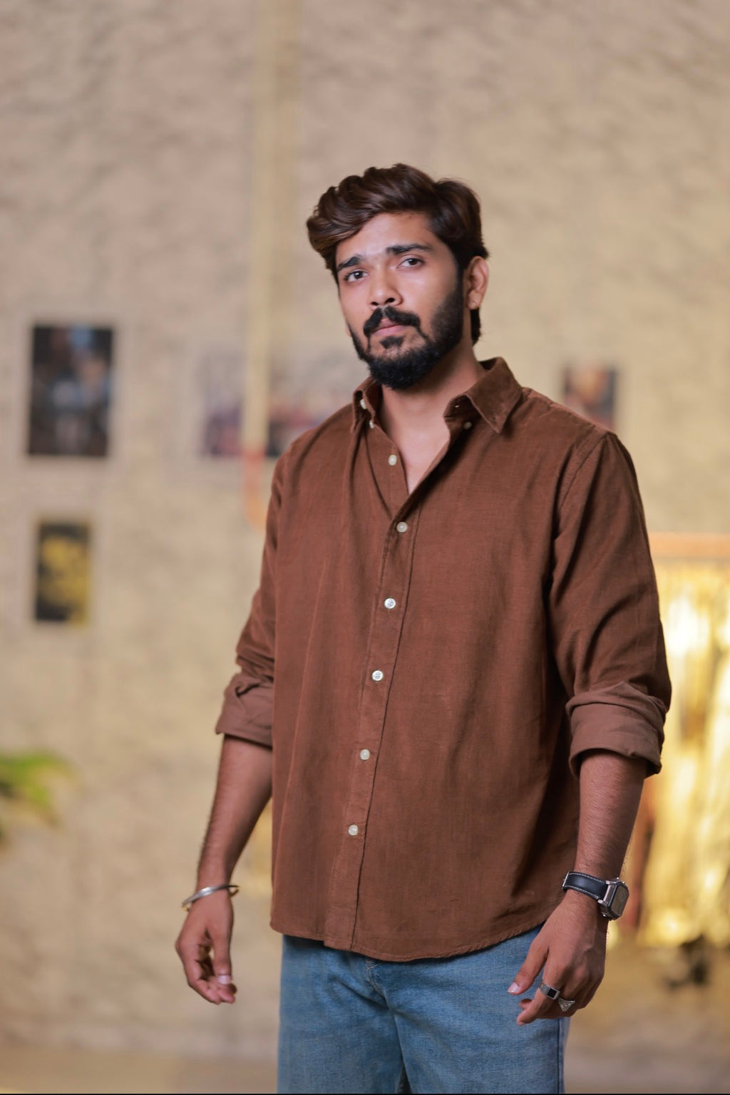 Brown Baby-Corduroy Full-Hand Shirt