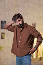 Brown Baby-Corduroy Full-Hand Shirt