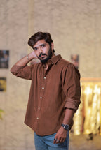 Brown Baby-Corduroy Full-Hand Shirt