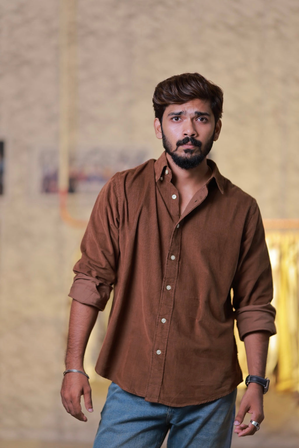 Brown Baby-Corduroy Full-Hand Shirt