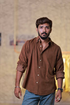Brown Baby-Corduroy Full-Hand Shirt