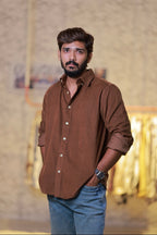 Brown Baby-Corduroy Full-Hand Shirt