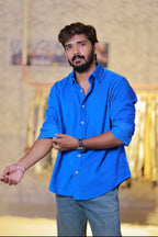 Blue Baby-Corduroy Full-Hand Shirt