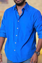 Blue Baby-Corduroy Full-Hand Shirt