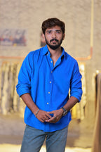 Blue Baby-Corduroy Full-Hand Shirt