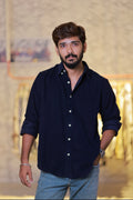 Navy-Blue Baby Corduroy Full-Hand Shirt