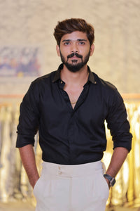 Black Self-designed Striped Shirt