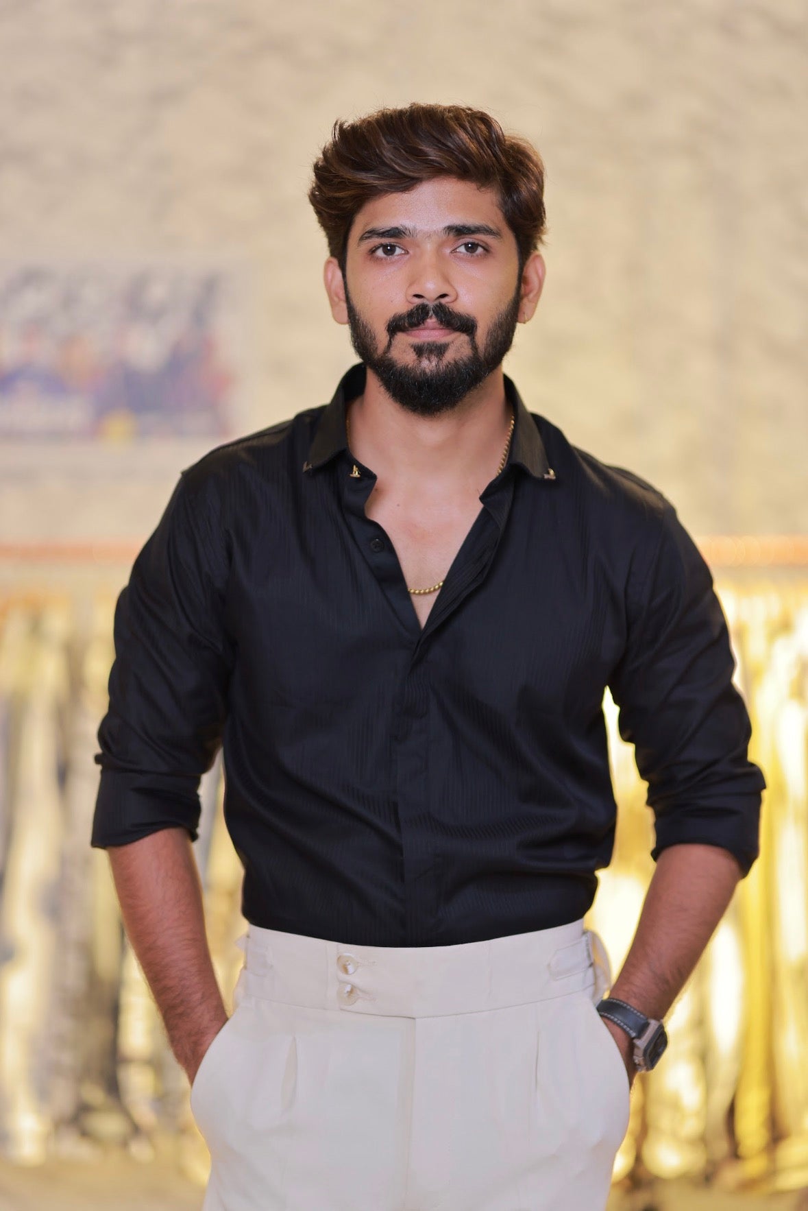 Black Self-designed Striped Shirt