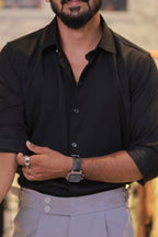 Black Plain Full-Hand Shirt