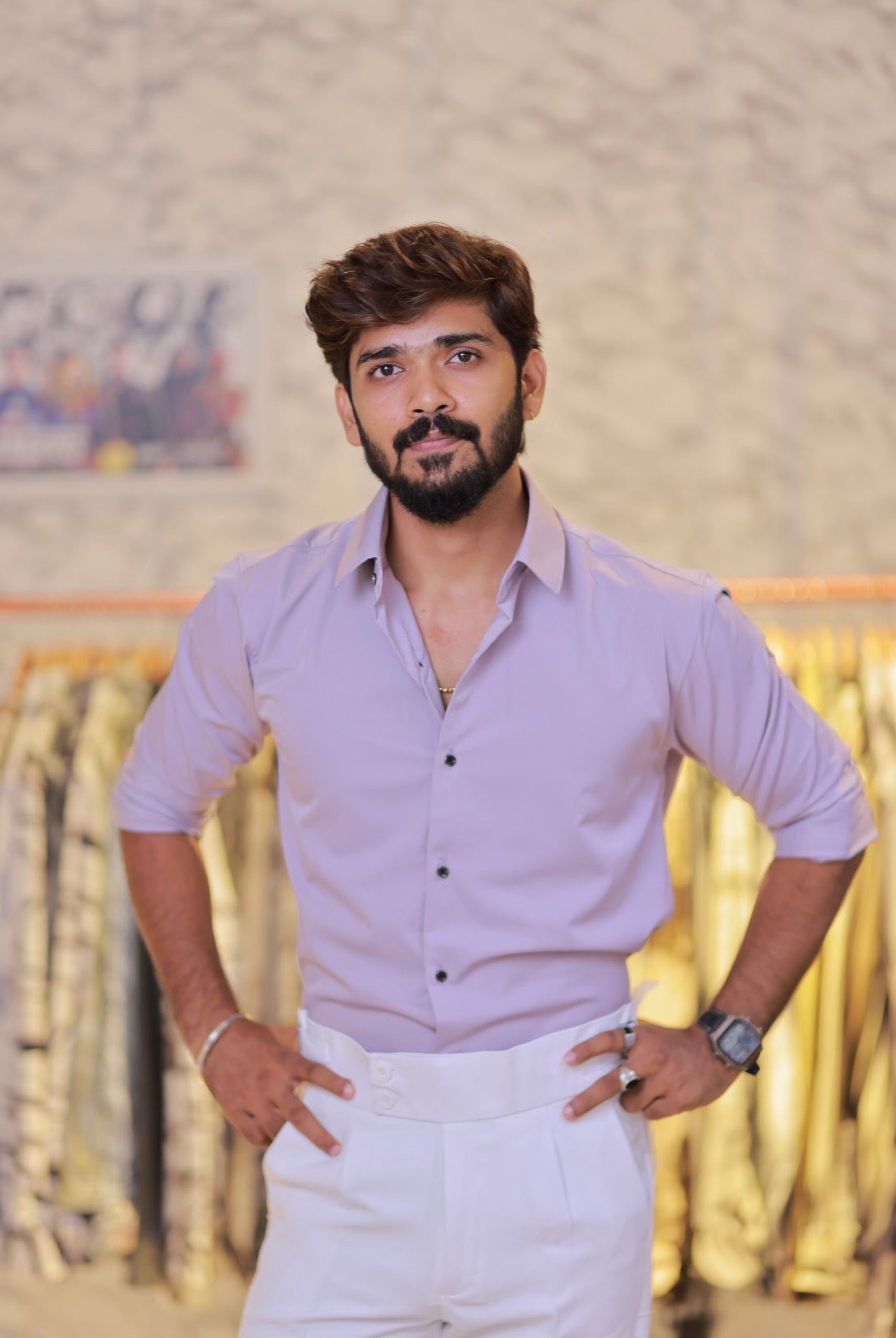 Baby-Pink Plain Full-Hand Shirt