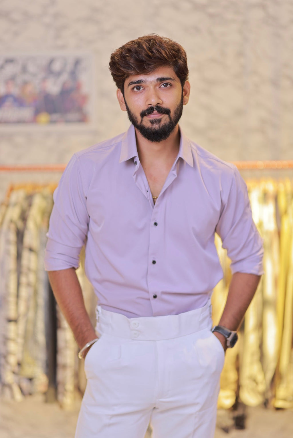 Baby-Pink Plain Full-Hand Shirt
